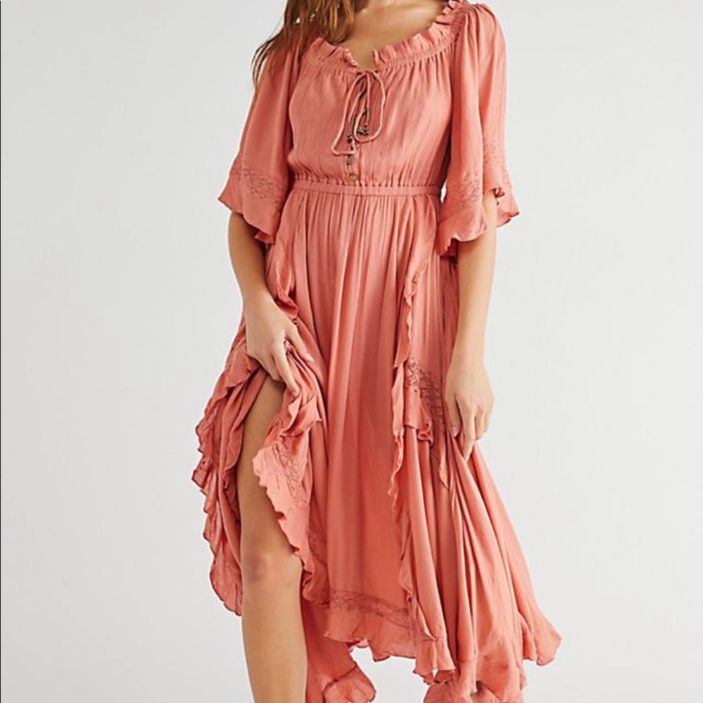 Free People Beach Bliss off shoulder ruffles maxi Dress
